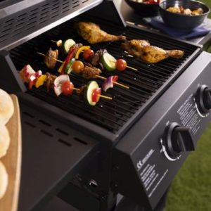 Wensum Deluxe Steel 2 Burner Auto Ignition Gas Garden Barbecue Grill - Black