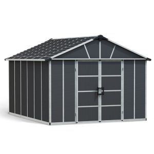 11' x 13.1' Palram Canopia Yukon Dark Grey Skylight Plastic Shed with WPC Floor (3.32m x 3.93m)