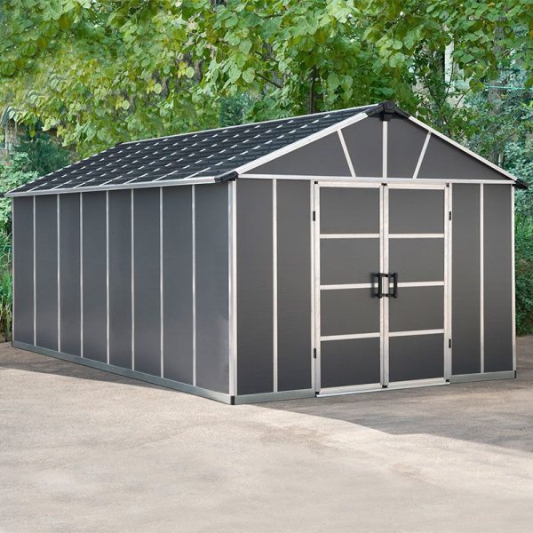 11' x 17.2' Palram Canopia Yukon Dark Grey Plastic Shed with WPC Floor (3.32m x 5.19m)