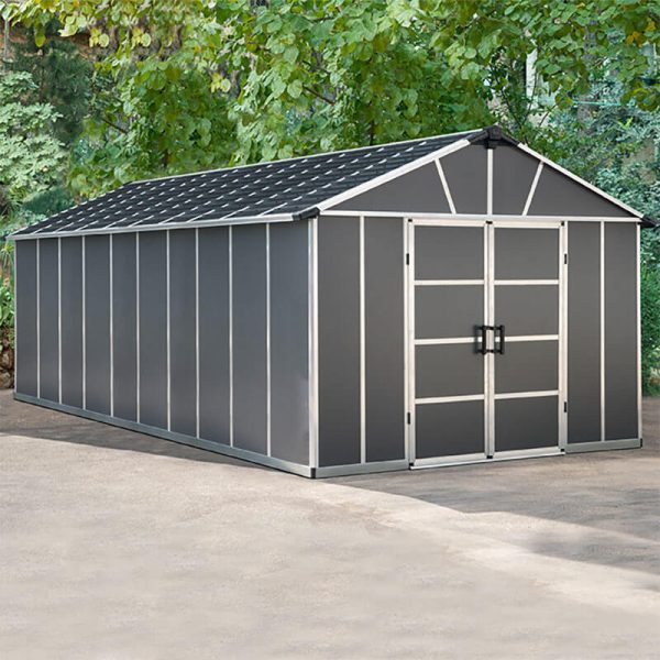 11' x 21.3' Palram Canopia Yukon Dark Grey Plastic Shed with WPC Floor (3.32m x 6.43m)