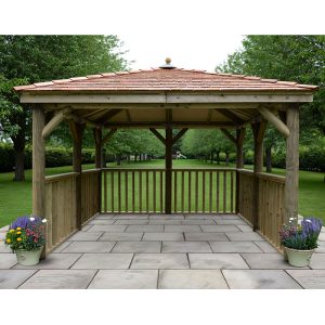 11'x11' (3.5x3.5m) Square Wooden Garden Gazebo with New England Cedar Roof