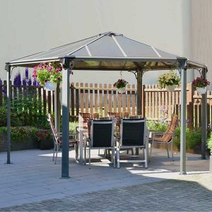 15'x13' (4.5x3.9m) Palram Canopia Monaco Grey Hexagon Garden Gazebo