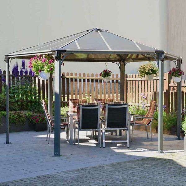 15x13 Palram Canopia Monaco Grey Hexagon Garden Gazebo