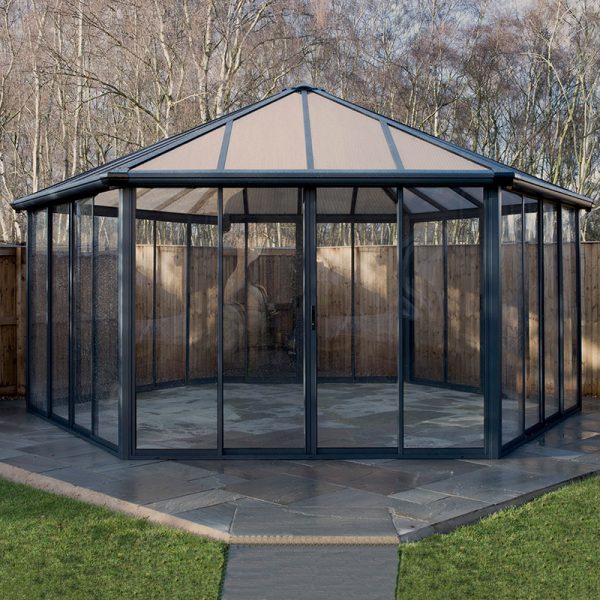 20x17 Palram Canopia Garda Enclosed Grey Gazebo