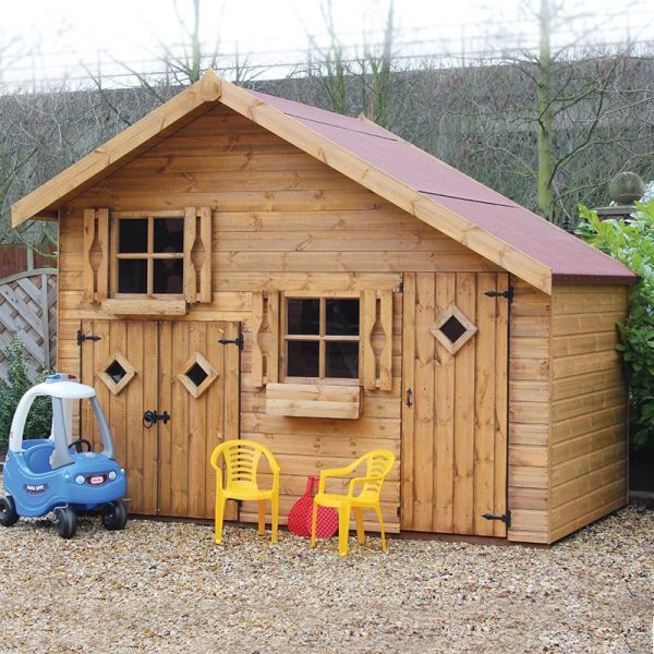 5' x 10' Traditional 2 Storey Kids Wooden Playhouse with Garage (1.51x3.05m)