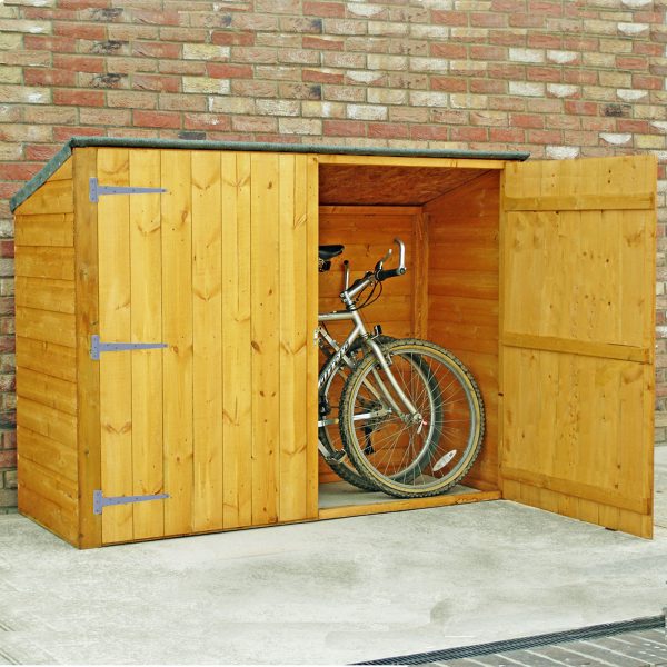 6' x 2'6 (1.89x0.75m) Shire Wooden Bike Shed & Garden Storage