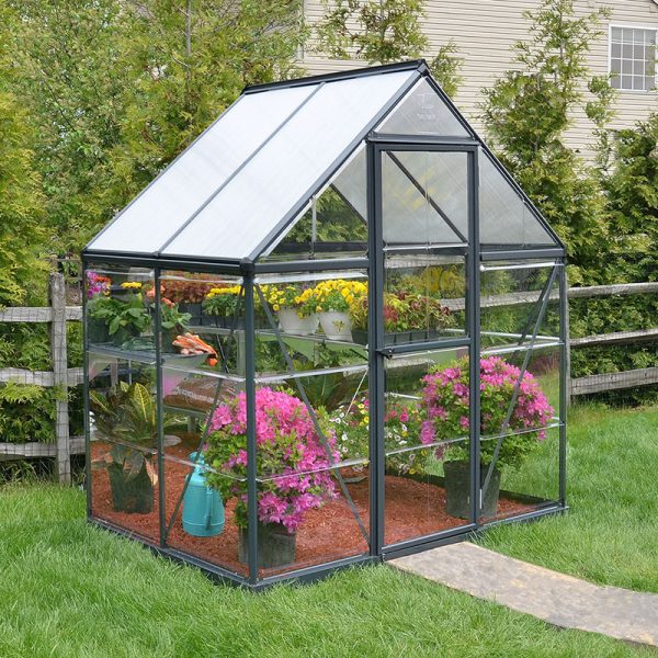 6' x 4' Palram Canopia Hybrid Grey Greenhouse (1.85m x 1.26m)