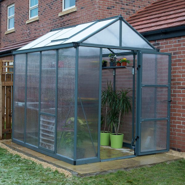 6'x8' Palram Canopia Glory Grey Walk In Polycarbonate Greenhouse (1.8x2.4m)