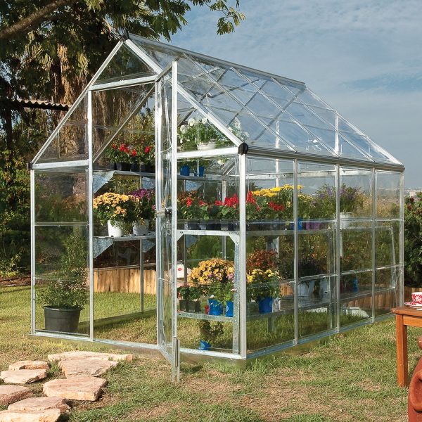 6'x8' Palram Canopia Harmony Walk In Silver Polycarbonate Greenhouse (1.8x2.4m)