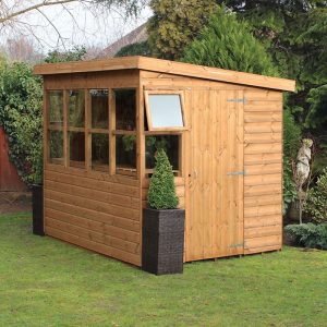 8' x 6' Traditional Shiplap Sun Pent 6' Gable Wooden Garden Shed (2.43m x 1.83m)