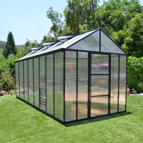 8'x16' Palram Canopia Glory Grey Large Polycarbonate Greenhouse (2.4x4.8m)