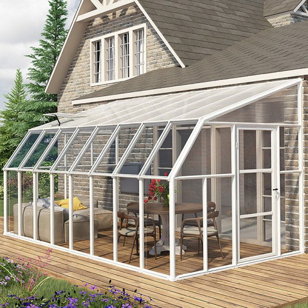 8'x16' Palram Canopia Rion White Sun Room Walk In Wall Greenhouse (2.4x4.8m)