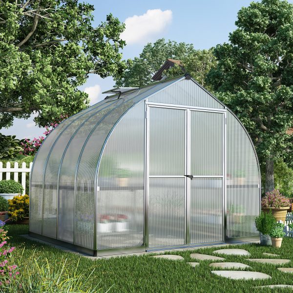 8'x8' Palram Canopia Bella Walk In Silver Aluminium Framed Greenhouse (2.4x2.4m)