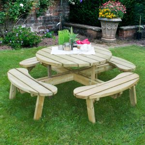 Forest Circular Wooden Garden Picnic Table 6'x6' (1.8x1.8m)