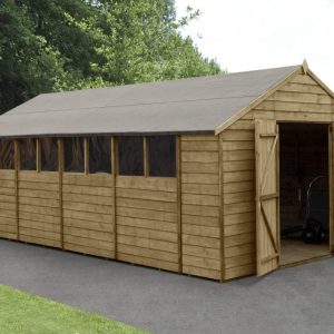 Forest Garden 10x20 Apex Overlap Pressure Treated Wooden Garden Shed with Double Door