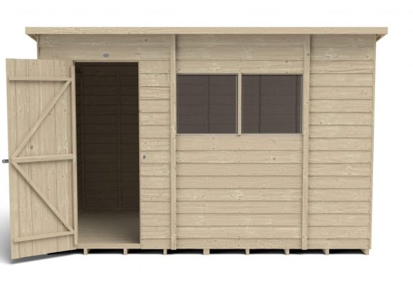 Forest Garden 10x6 Pent Overlap Pressure Treated Wooden Garden Shed (Installation Included)