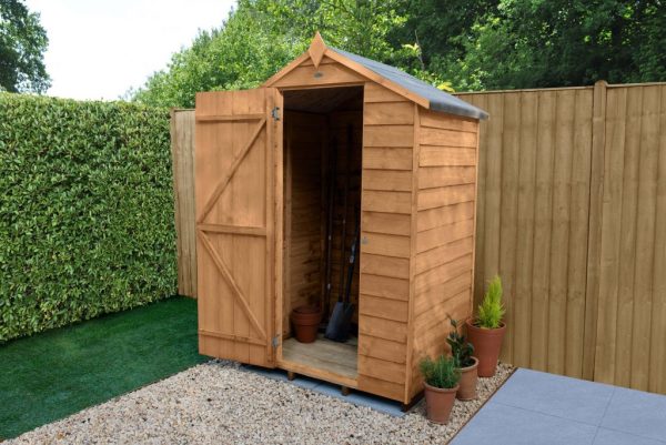 Forest Garden 4 x 3 Overlap Dip Treated Apex Wooden Garden Shed (No Window)