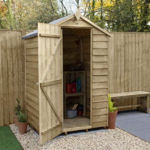 Forest Garden 4x3 Apex Overlap Pressure Treated Wooden Garden Shed (No Window)