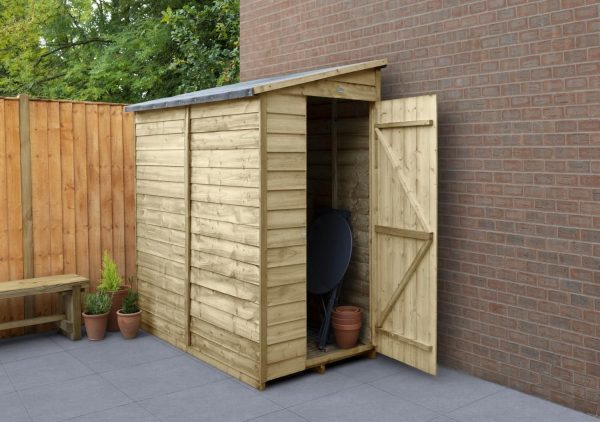 Forest Garden 6 x 3 Overlap Pressure Treated Pent Wooden Garden Shed (No Window)