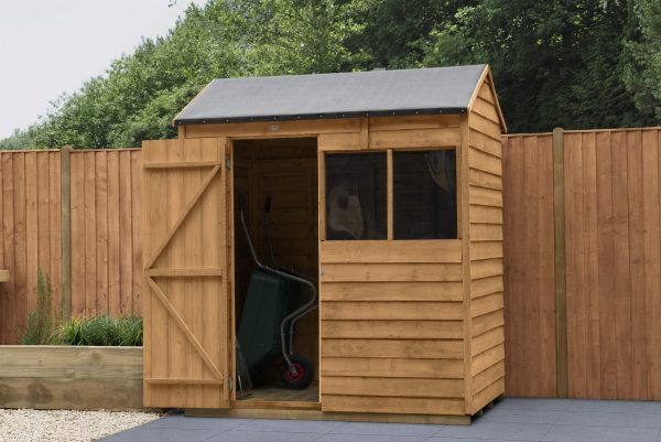 Forest Garden 6 x 4 Overlap Dip Treated Reverse Apex Wooden Garden Shed