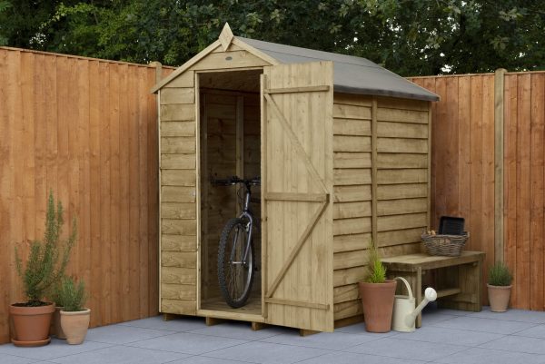 Forest Garden 6 x 4 Overlap Pressure Treated Apex Wooden Garden Shed (No Window)