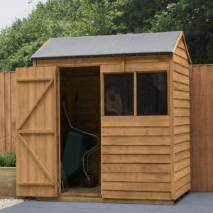 Forest Garden 6 x 4 Reverse Apex Overlap Dipped Wooden Garden Shed (Installation Included)