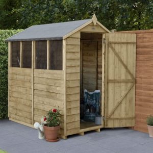 Forest Garden 6x4 Apex Overlap Pressure Treated Wooden Garden Shed