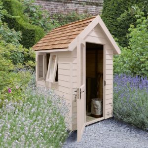 Forest Garden 6x4 Apex Overlap Redwood Lap Forest Retreat Wooden Garden Shed (Natural Cream / Installation Included)