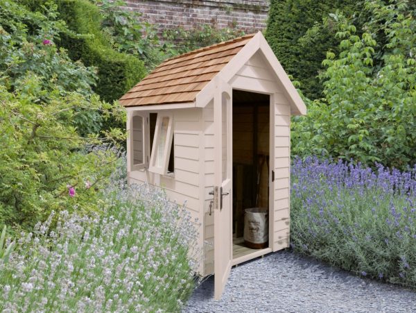 Forest Garden 6x4 Apex Overlap Redwood Lap Forest Retreat Wooden Garden Shed (Natural Cream / Installation Included)