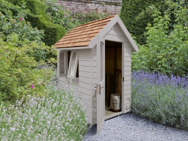 Forest Garden 6x4 Apex Overlap Redwood Lap Forest Retreat Wooden Garden Shed (Pebble Grey / Installation Included)