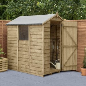 Forest Garden 6x4 Overlap Pressure Treated Apex Wooden Garden Shed (Installation Included)