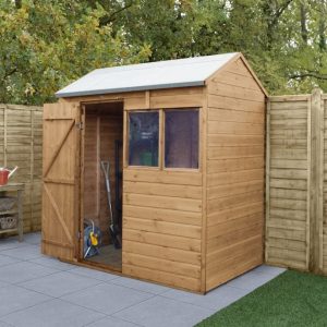 Forest Garden 6x4 Reverse Apex Shiplap Dipped Wooden Garden Shed