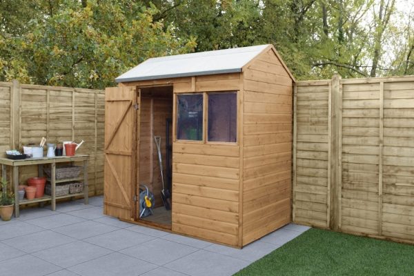 Forest Garden 6x4 Reverse Apex Shiplap Dipped Wooden Garden Shed