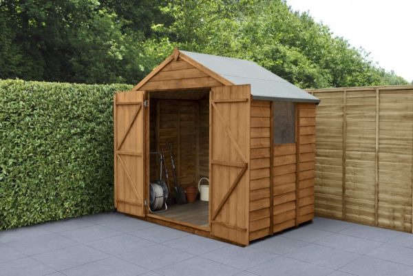 Forest Garden 7x5 Apex Overlap Dipped Wooden Garden Shed With Double Door