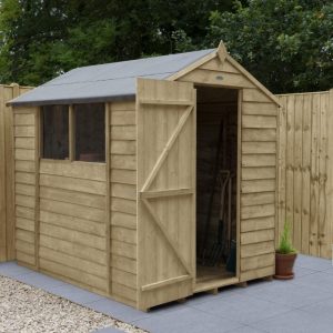 Forest Garden 7x5 Apex Overlap Pressure Treated Wooden Garden Shed (Installation Included)