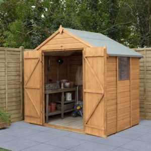 Forest Garden 7x5 Apex Shiplap Dipped Wooden Garden Shed with Double Door (Installation Included)