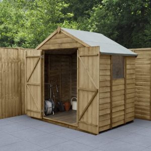 Forest Garden 7x5 Overlap Pressure Treated Apex Wooden Garden Shed with Double Door (Installation Included)