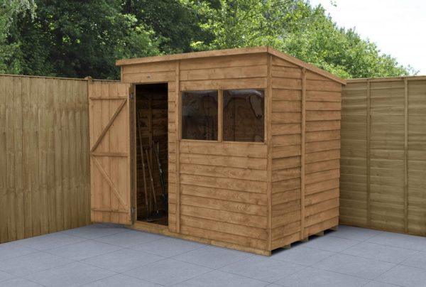 Forest Garden 7x5 Pent Overlap Dipped Wooden Garden Shed