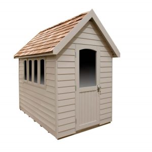 Forest Garden 8 x 5 Apex Overlap Redwood Lap Forest Retreat Wooden Garden Shed (Natural Cream / Installation Included)