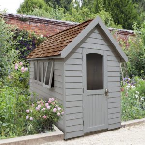 Forest Garden 8 x 5 Apex Overlap Redwood Lap Forest Retreat Wooden Garden Shed (Pebble Grey / Installation Included)