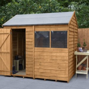 Forest Garden 8 x 6 Overlap Dip Treated Reverse Apex Wooden Garden Shed