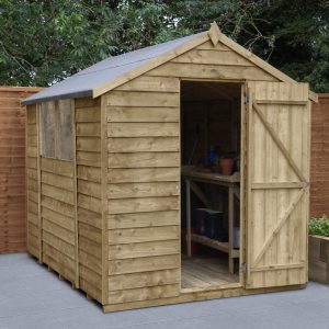 Forest Garden 8 x 6 Overlap Pressure Treated Apex Wooden Garden Shed