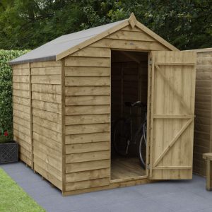 Forest Garden 8 x 6 Overlap Pressure Treated Apex Wooden Garden Shed (No Window)