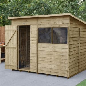 Forest Garden 8 x 6 Overlap Pressure Treated Pent Wooden Garden Shed