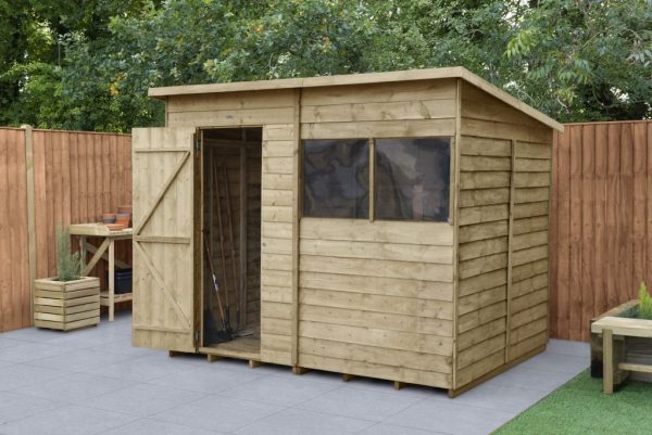 Forest Garden 8 x 6 Overlap Pressure Treated Pent Wooden Garden Shed