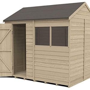 Forest Garden 8 x 6 Overlap Pressure Treated Reverse Apex Wooden Garden Shed