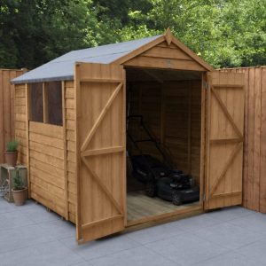 Forest Garden 8x6 Apex Overlap Dipped Wooden Garden Shed With Double Door