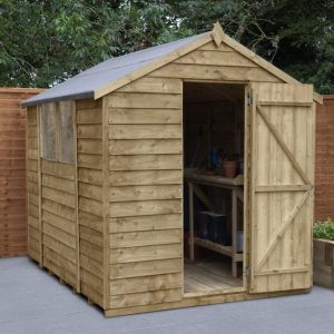 Forest Garden 8x6 Overlap Pressure Treated Apex Wooden Garden Shed (Installation Included)