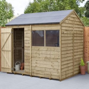 Forest Garden 8x6 Overlap Pressure Treated Reverse Apex Wooden Garden Shed (Installation Included)