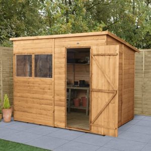 Forest Garden 8x6 Pent Shiplap Dipped Wooden Garden Shed